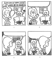 英語の四コマ漫画について 英語のある授業で スヌーピーの四コマ漫 Yahoo 知恵袋