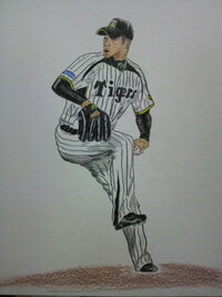 プロ野球選手の絵を描きました 誰だか判りますか 能見選手 Yahoo 知恵袋