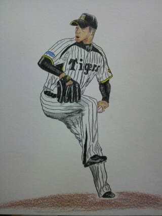 プロ野球選手の絵を描きました 誰だか判りますか 能見選手 Yahoo 知恵袋