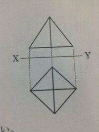 図は正四角錐の投影図で この正四角錐の立面図は底辺が8cm 高 Yahoo 知恵袋