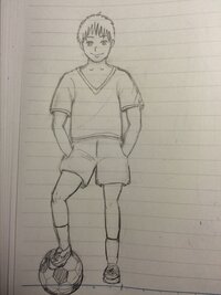 絵の評価お願いします サッカーボールと男の子です 男の子を描くのは久しぶ Yahoo 知恵袋