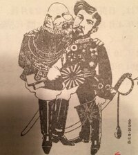 この風刺画の解説お願いします 日露戦争で日本がロシア 左端の人物 と Yahoo 知恵袋