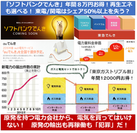 『電力参入のソフトバンクが料金を発表！8,920円～80,920円もお得！ 』 2016/1/12

→
◆バリュープランの場合の年間お得金額
・8,920円（おうち割 でんきセット2,400円＋電気料金割引き6,000円＋ポイント付与520円の場合）
・80,920円（おうち割 光セット72,000円＋でんきセット2,400円＋電気料金割引き6,000円＋ポイント付与520円の場...