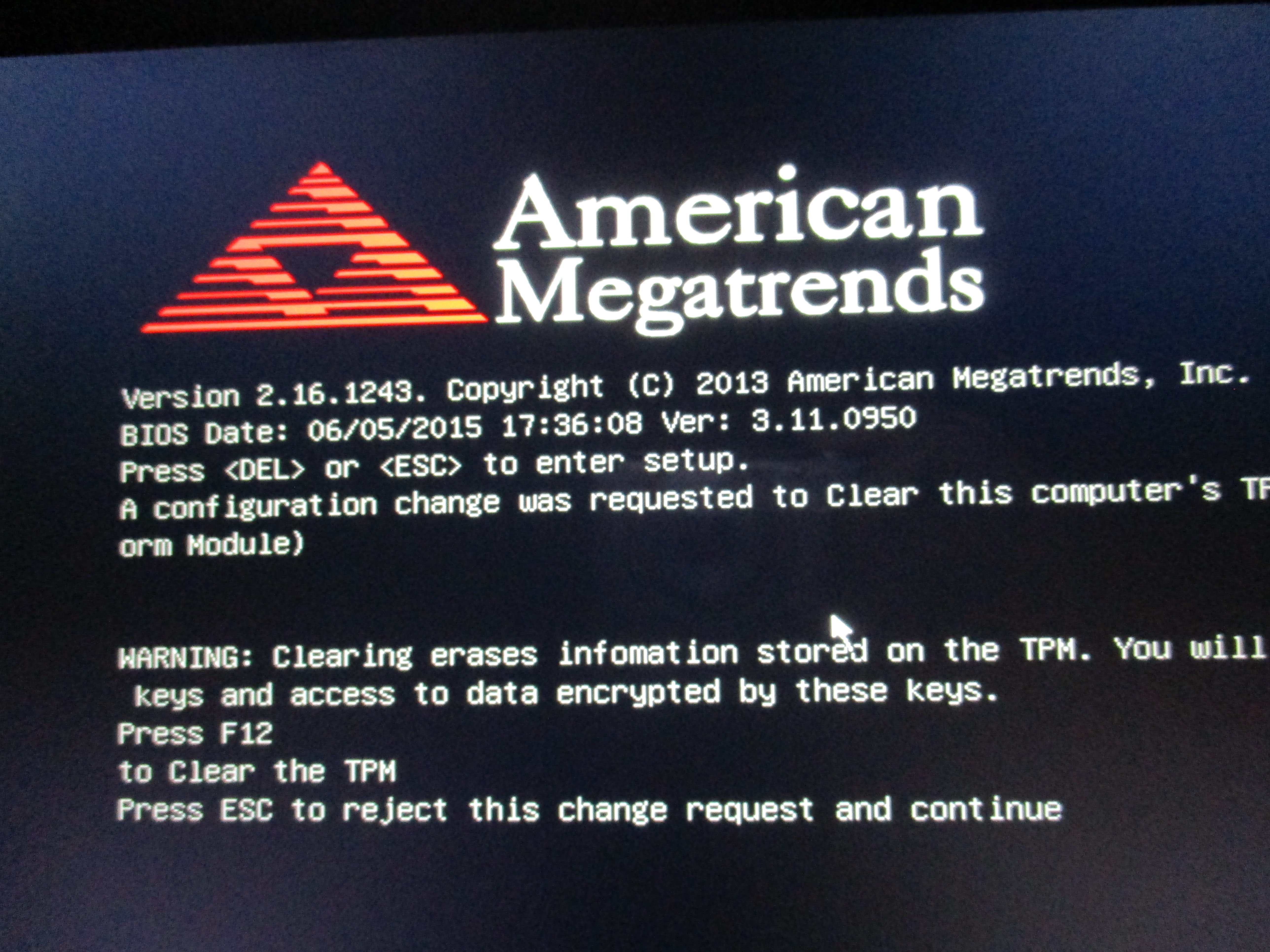 AmericanMegatrendsの表示か出て進まなくなりました。どう - Yahoo