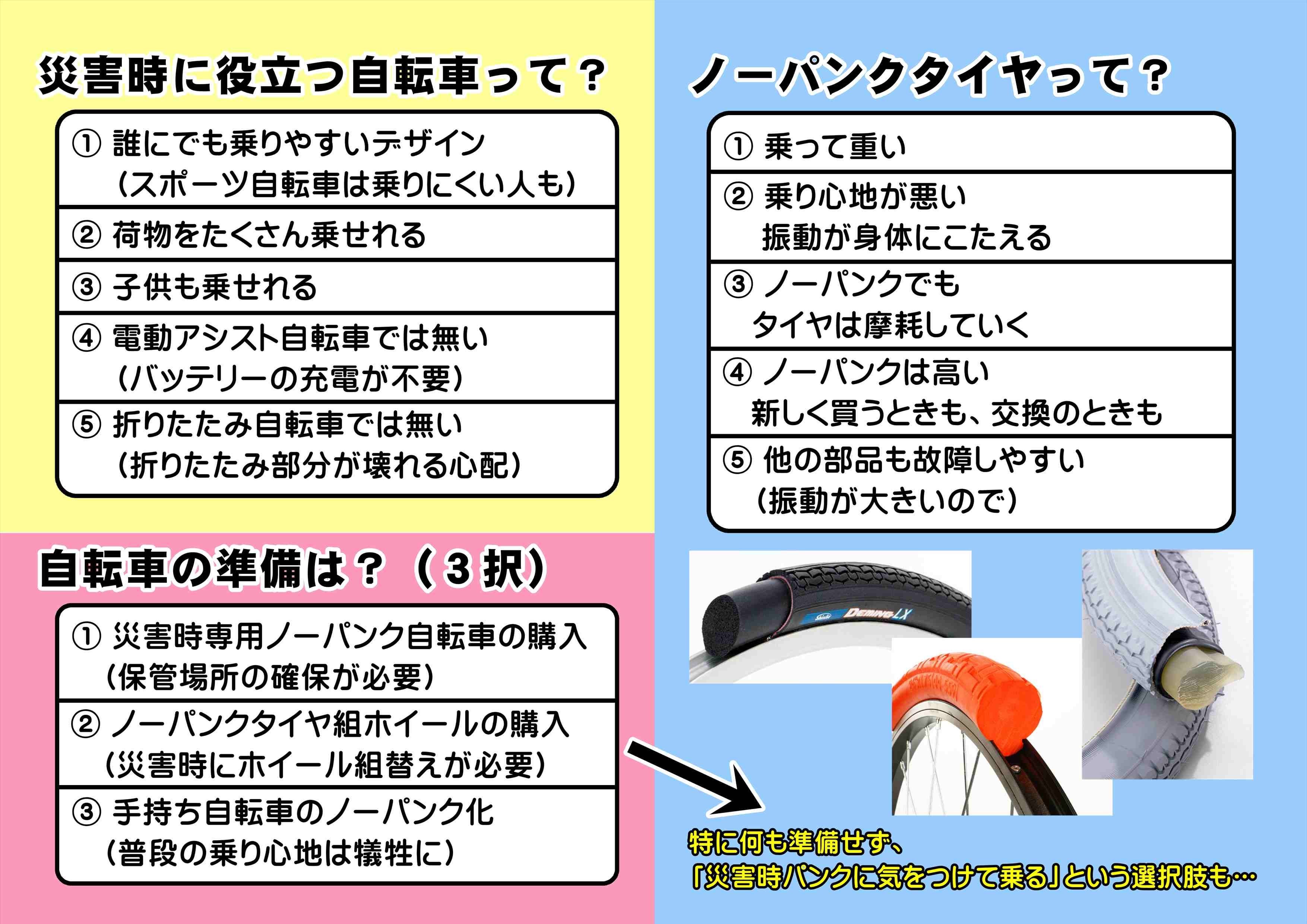 防災用自転車・ノーパンクタイヤ【実際に震災などで被災され、その 