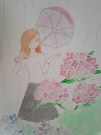 また自作絵upします 今度は水彩絵の具使ってみました もうすぐ梅雨なので Yahoo 知恵袋