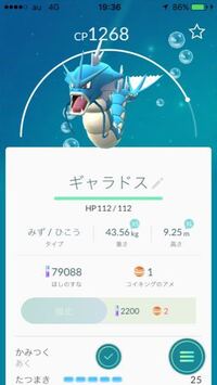 ポケモンgoこれは私がコイキングから進化させたギャラドスなんですが Yahoo 知恵袋