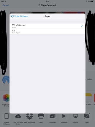 Ipadからairprintで写真を印刷したいのですが 紙のサイズが A Yahoo 知恵袋