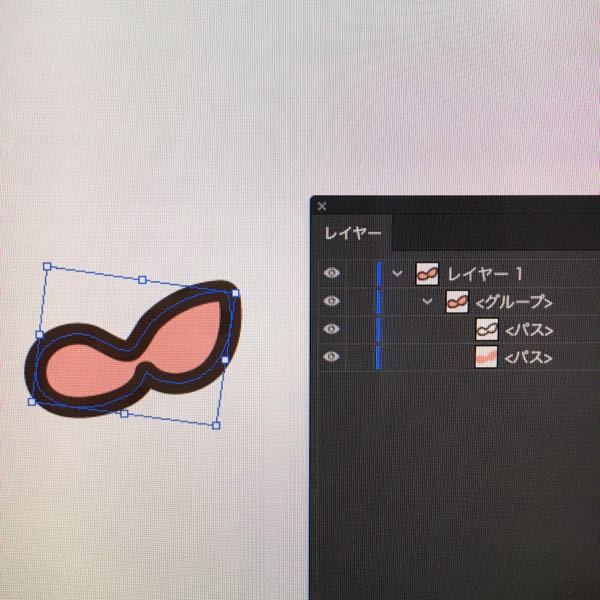 AdobeIllustratorの、鉛筆ツールで描いて塗りつぶしたオブジ 