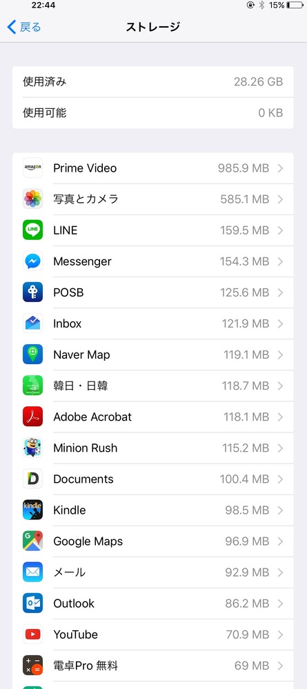 iPadのストレージ容量について、使用可能残がゼロになってしま
