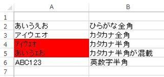 エクセル 半角カタカナが含まれていた場合のみ条件付き書式で赤色で塗りたい Yahoo 知恵袋