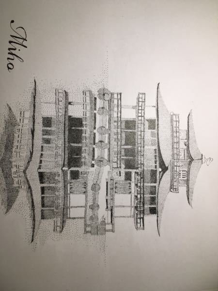 美術で提出する点描画です。 - サインがある方は水面なのですが