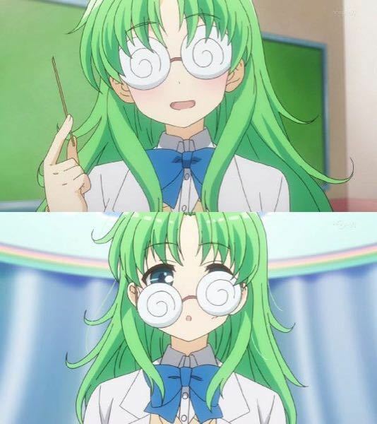 この緑髪で瓶底眼鏡のキャラクターの名前とアニメの題名を教えて下 Yahoo 知恵袋