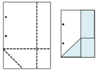 Ａ３サイズの用紙をＡ４サイズに折るとき

一般的には、Ａ３を横にして、半分にして、片方を半分にする三つ折りが一般的だと思うのですが、画像のような折り方をされてる方いて、凄く気になり ました。

Ａ３を縦にして、Ａ４サイズの幅になるように横を折り、下側もＡ４サイズになるようにおり、最後に左角を三角にしてました。

点線は折り目で、水色は裏側です。

こんな折り紙知ってる方いますか？