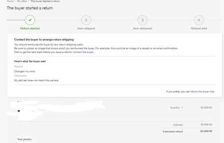 Ebayでバイヤーから返品リクエストが来ました 事情を加味し返品に応じ お金にまつわるお悩みなら 教えて お金の先生 Yahoo ファイナンス