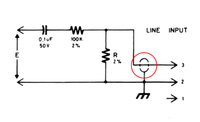 電気用図記号（？）についてお知恵をお貸しください。
画像はスイス製のオーディオ機器用入力ケーブルの回路図なのですが、
赤丸部分は何を示しているのでしょうか。 