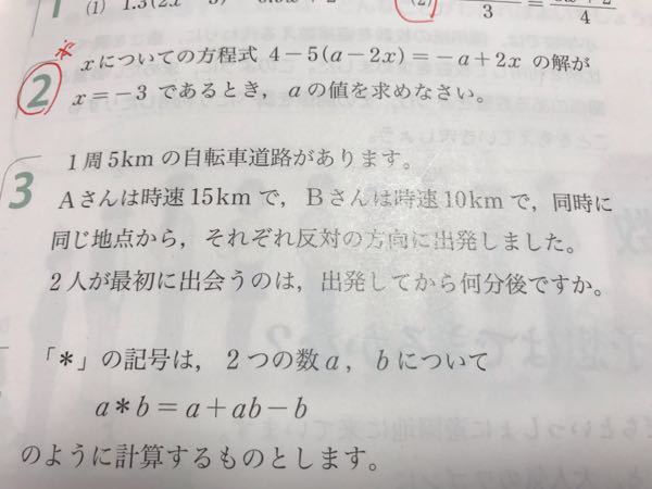 数学の方程式の問題です。1周5kmの自転車道路があります。Aさんは時速 