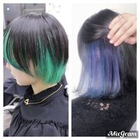 インナーカラーについてです 写真の左側のような入れ方で 右のような Yahoo 知恵袋