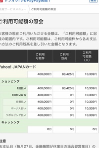 ヤフーカードですが ご利用可能額の反映がおかしいです Yahoo 知恵袋