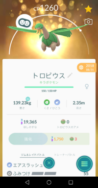 ポケモンgoなんですが キラのトロピウスはかなりレアですか 自 Yahoo 知恵袋