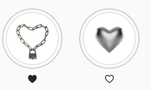 Instagramのハイライトでこのようなシルバーのぷっくりしたハートの Yahoo 知恵袋