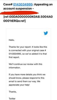 Twitterの凍結を削除してもらおうと異議申し立てをした所メ Yahoo 知恵袋