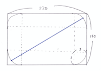 角丸四角の対角線の長さの求め方を教えてください 縦が140cm 横が22 Yahoo 知恵袋