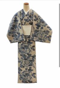 竺仙 奥州小紋 牡丹 竺仙 ちくせん 奥州小紋 牡丹7-6 綿つむぎ 高級浴衣反物 : 京都