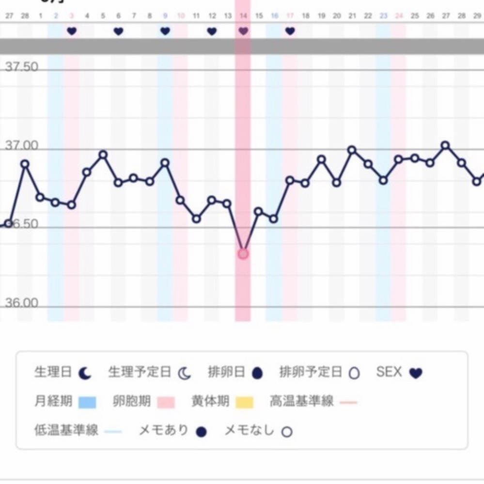 妊娠した月の基礎体温グラフになります 一応17日もタイミング取 Yahoo 知恵袋