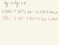 銀に希硝酸を加える化学反応式なんですが還元剤の半反応式は黒文字だと思うん Yahoo 知恵袋