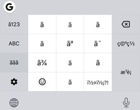 Gbord(グーグルキーボード)が日本語じゃなくなりました、直し方を教えてください。 iPhoneXにGbordを入れて使用していますが、突然画像のようにラテン語？のようなキーボードになってしまいました。再起動しても直りませんでした。設定で言語を確認しても特に変にはなっていませんでした。眠たい時にいじって変なボタンを押したんだか、バグなんだかわかりません。
どうやって直せば良いでしょうか…。
