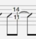 TAB譜にあるこの14と11の間の縦線はどういう意味ですか？ 