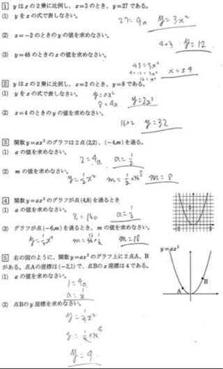 中学3年生数学y Ax からの問題です 間違っているとこ Yahoo 知恵袋