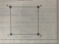 図のようにA点に電気量Q、B点とC点に電気量2Qの点電荷が正方形の各頂点に固定してある。 A点の点電荷に働く静電気力がつり合うとき、X点の電気量は？
ただし、Q>0である。
教えて下さい。