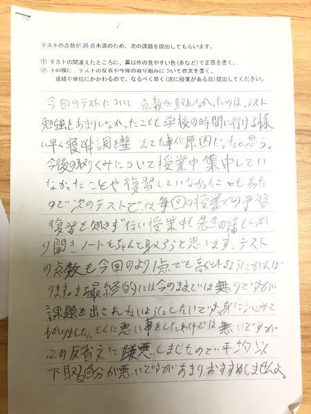 この反省文で大丈夫ですかね...客観的にまた先生的にみてどうですかね 