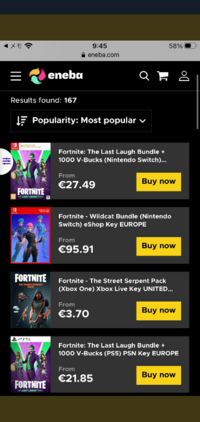 フォートナイトのスキンなどを販売しているサイト Eneba というものを Yahoo 知恵袋