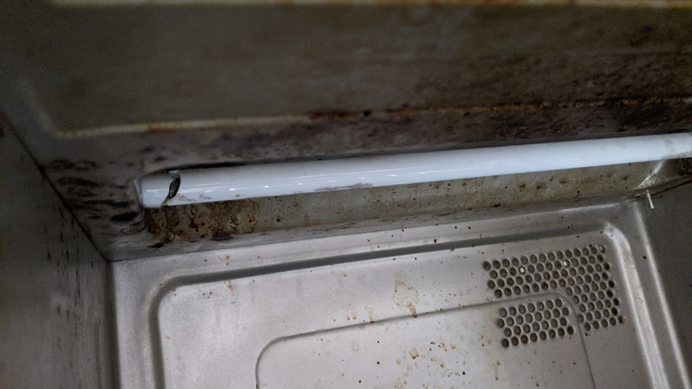 電子レンジの上のヒーター？の部分のガラス管が割れました