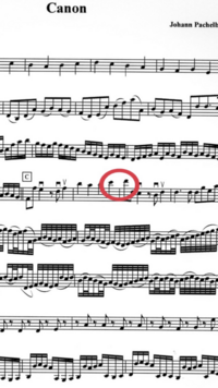 バイオリン初心者です カノンの楽譜で2箇所どこを押さえていいか Yahoo 知恵袋