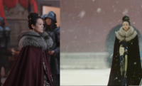中国歴史ドラマで画像のように女性が毛皮の付いたマントを着ているのが それぞれ別作品なのにありました。これって中国ドラマでは、よくあるのですか？
このようなマントを着た女性が出てくる作品はほかにもありませんか？

ちなみに画像のは
大明风华（大明皇妃）と、上阳赋です。