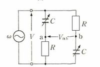 電気 回路 磁気学 電磁気の問題です。 写真の回路でaーb間の電位差VabをVと同じ大きさで、位相をπ/3進んだものにしたい。キャパシタの値をいくらにすれば良いか教えてください。
2つのキャパシタは同じ値です。