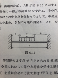 材料力学の問題です 両端固定ばりabが図6 15に示すように一部分に一様 Yahoo 知恵袋