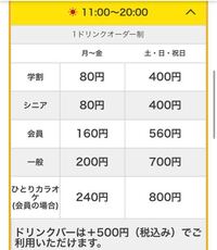 これビックエコーのフリータイムの料金表なんですけど ドリンクバーなしだと Yahoo 知恵袋