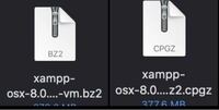 Macユーザーです。 XAMPPをダウンロードすると、
写真左のファイルがダウンロードされ、それをダブルクリックすると写真右のファイルがダウンロードされ…が連鎖し、一向にアプリがダウンロードされません。
対処方法をご教示いただきたいです。
よろしくお願いします。