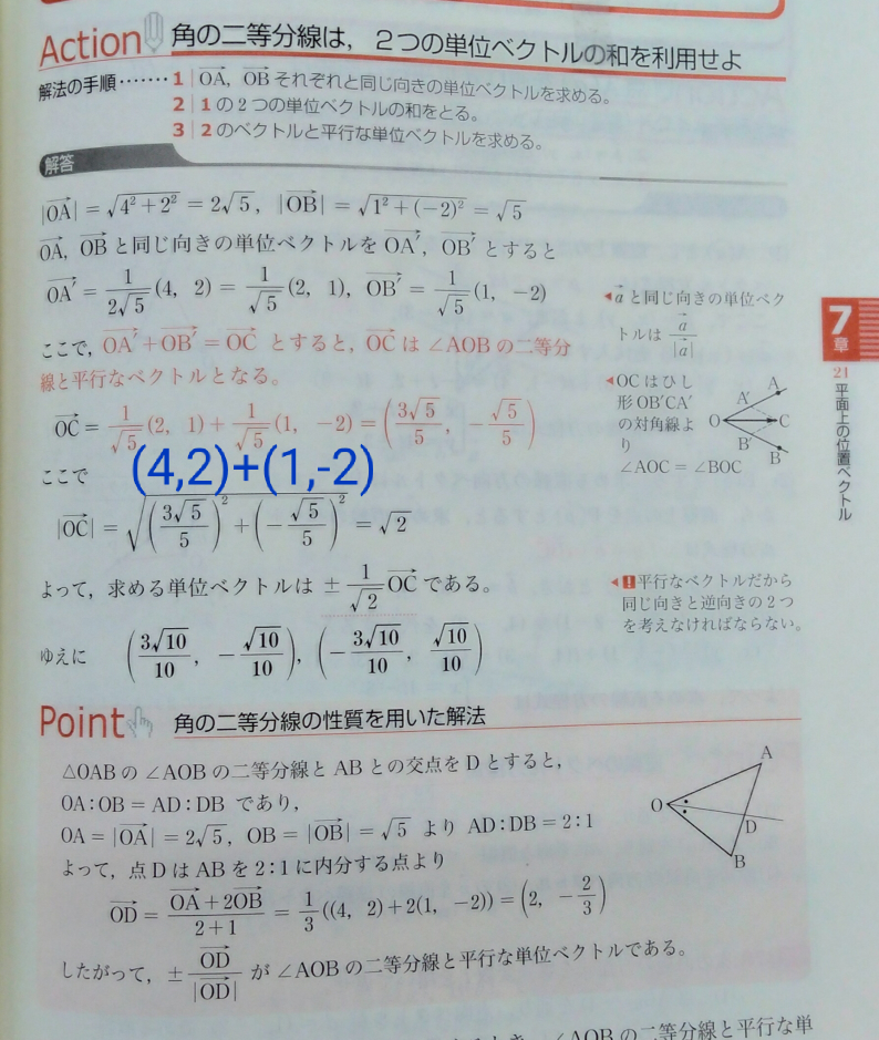 数学の位置ベクトルの問題で 角を2等分するベクトルの単位ベクトルを求める Yahoo 知恵袋