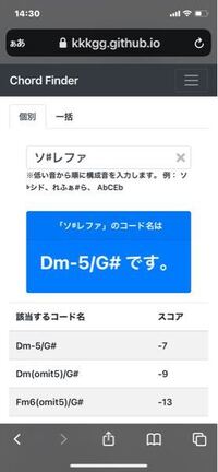 写真のコードネームの 5 の意味はフラット5thということで Yahoo 知恵袋
