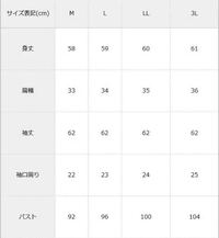 普段は基本Mサイズ、たまにLの服を着ているのですが、写真のLL  