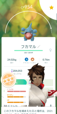 ポケモンgo このフカマルは育てる価値ありますか 4欠で Yahoo 知恵袋