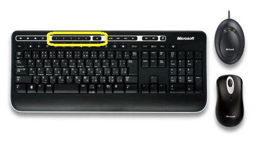 ワイヤレスキーボード Microsoft Wireless Keyboard 1000 画像の黄色の部分の使い方が分かりません。 どなたかご教授をよろしくお願いします。