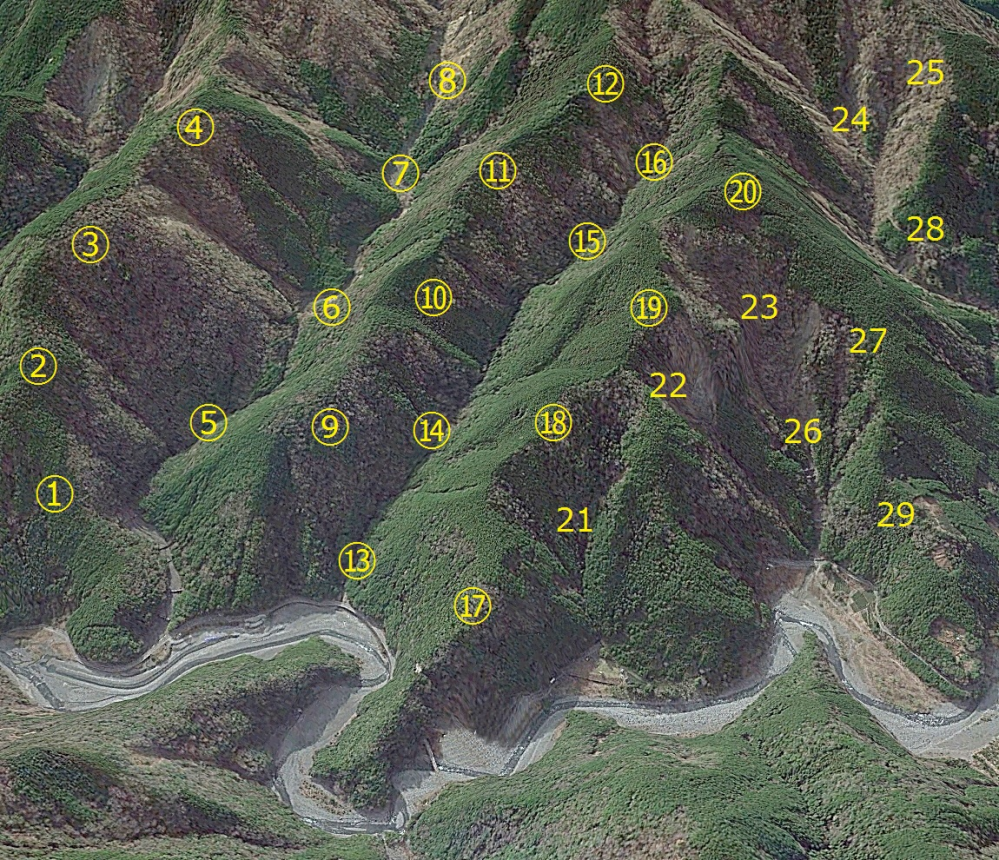 この「やぶ山」で、 ⑤→⑥→⑦→⑧という谷底ルートは、 「ほとんど誰も通らない」と考えて良いですか。 （画像クリックで拡大）