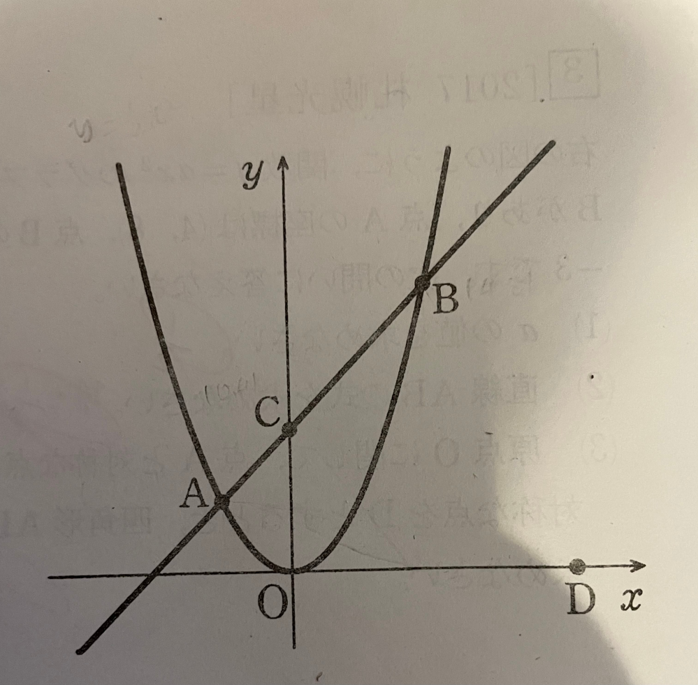この問題で ・Ｄの座標 ・点Ｃを通り、△ADBの面積を2等分する直線の式 が分かりません教えてください A(-2,2) B(4,8) 放物線はｙ＝½x² BD＝CDです 出来れば今日中にお願いしますm(_ _)m